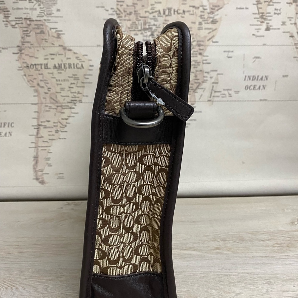 Coach Brown Briefcase with Signature Monogram and Leather Trim - Picture 4 of 10